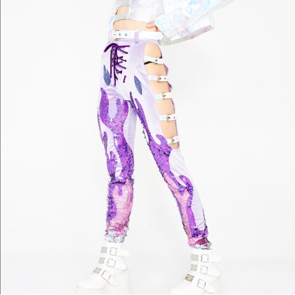 Jackalope Land / Dollskill Purple Sequin Harness Pants
